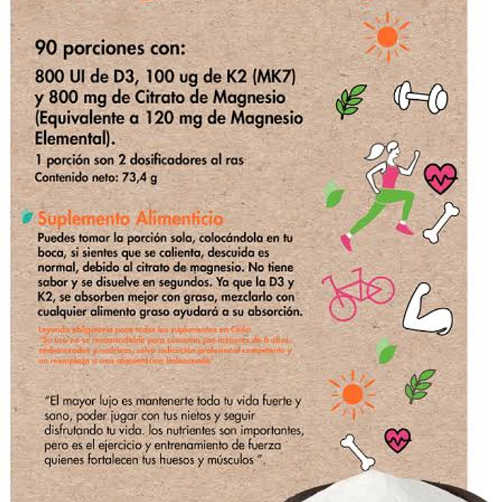 D3, K2 y Citrato de Magnesio Dulzura Natural 90 Porciones 1