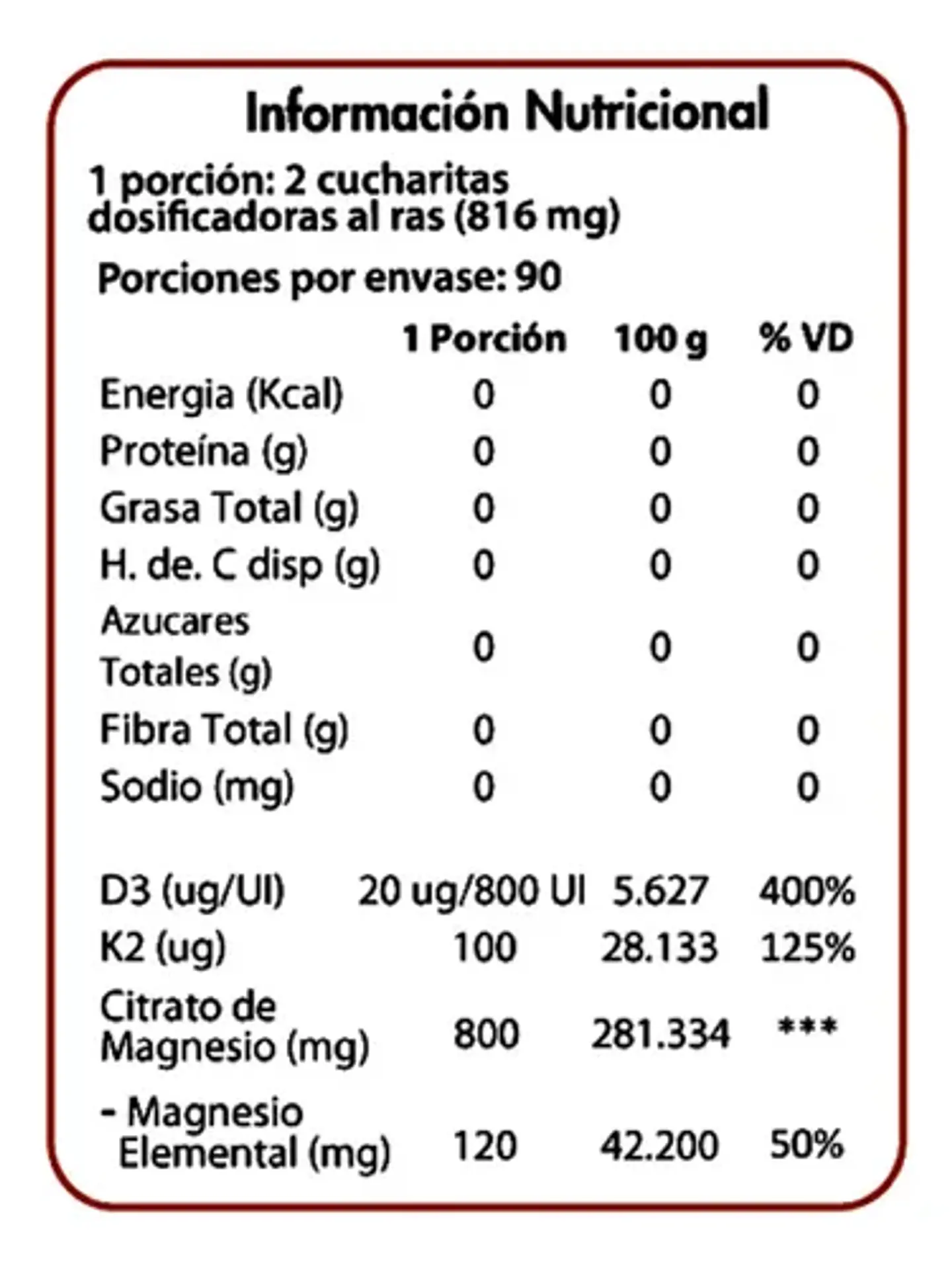 D3, K2 y Citrato de Magnesio Dulzura Natural 90 Porciones 2
