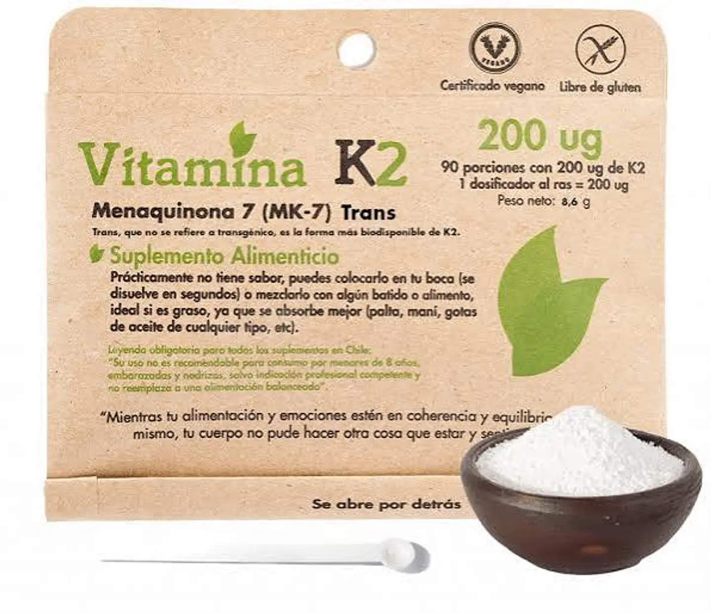 Vitamina K2 (MK-7) 200 ug Dulzura Natural 90 Porciones 1