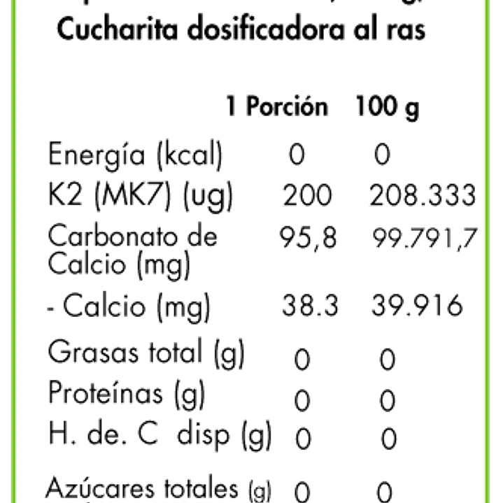 Vitamina K2 (MK-7) 200 ug Dulzura Natural 90 Porciones 2