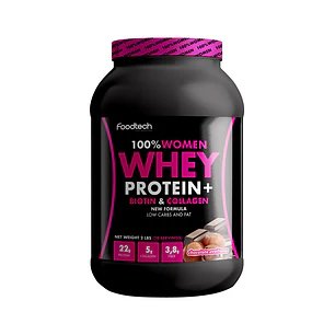 Proteína 100% Women Whey + Biotina y Colágeno Foodtech 2 lb Chocolate Avellana