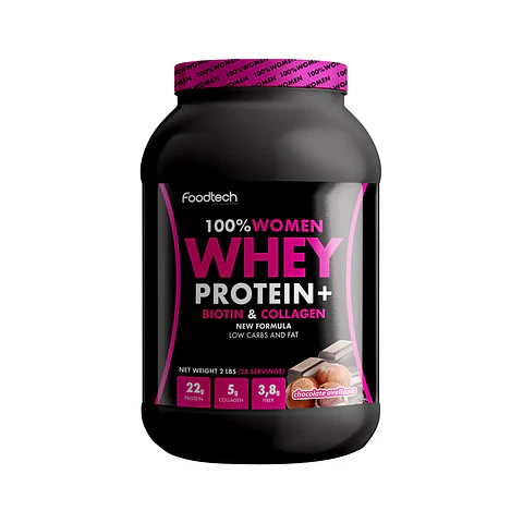 Proteína 100% Women Whey + Biotina y Colágeno Foodtech 2 lb Chocolate Avellana
