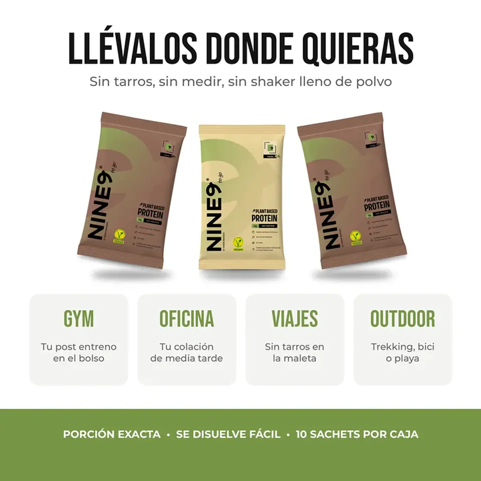 Sachet Proteína Vegetal Nine9 To Go 33 g 5