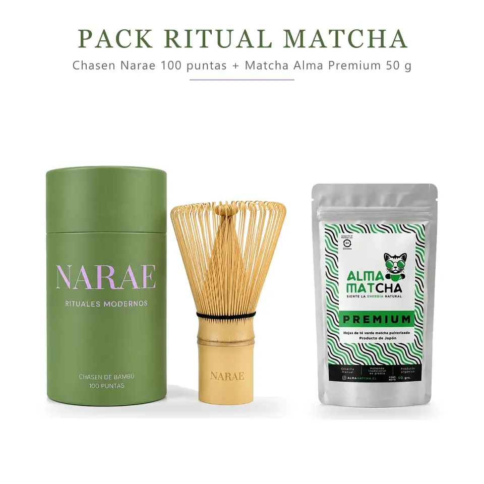 Matcha Premium Alma 50g + Chasen Bamboo Narae 1