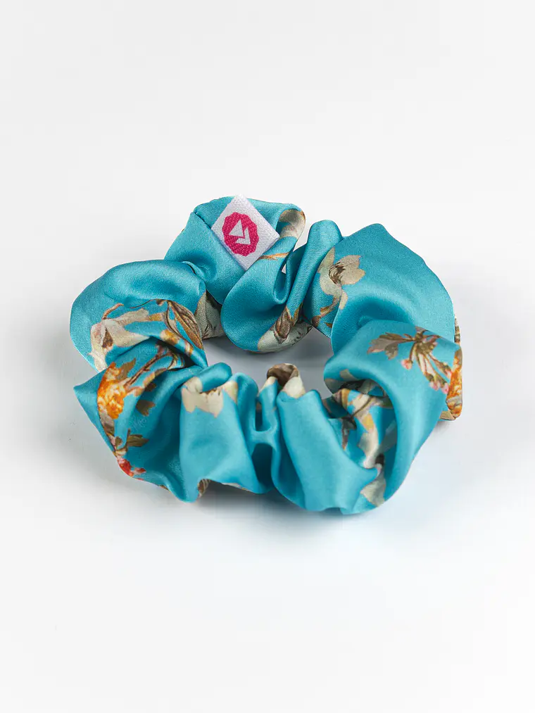 Collet satín turquesa floral 1