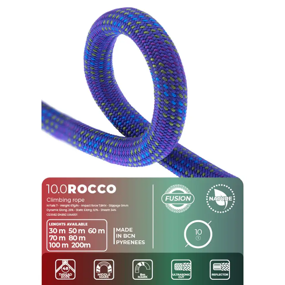 Cuerda Dinámica ROCCO 10 MM Azul x Metro Fixe 4