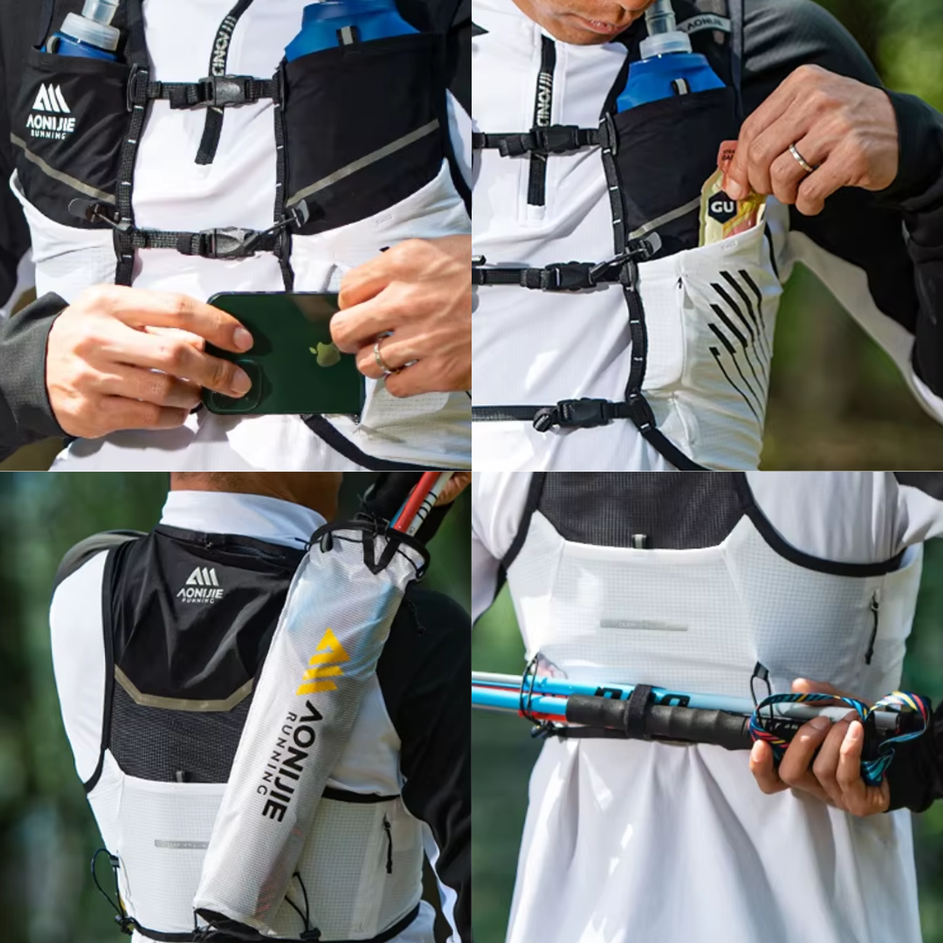 Mochila de Hidratacion Champion 5L Running Blanco Aonijie 4