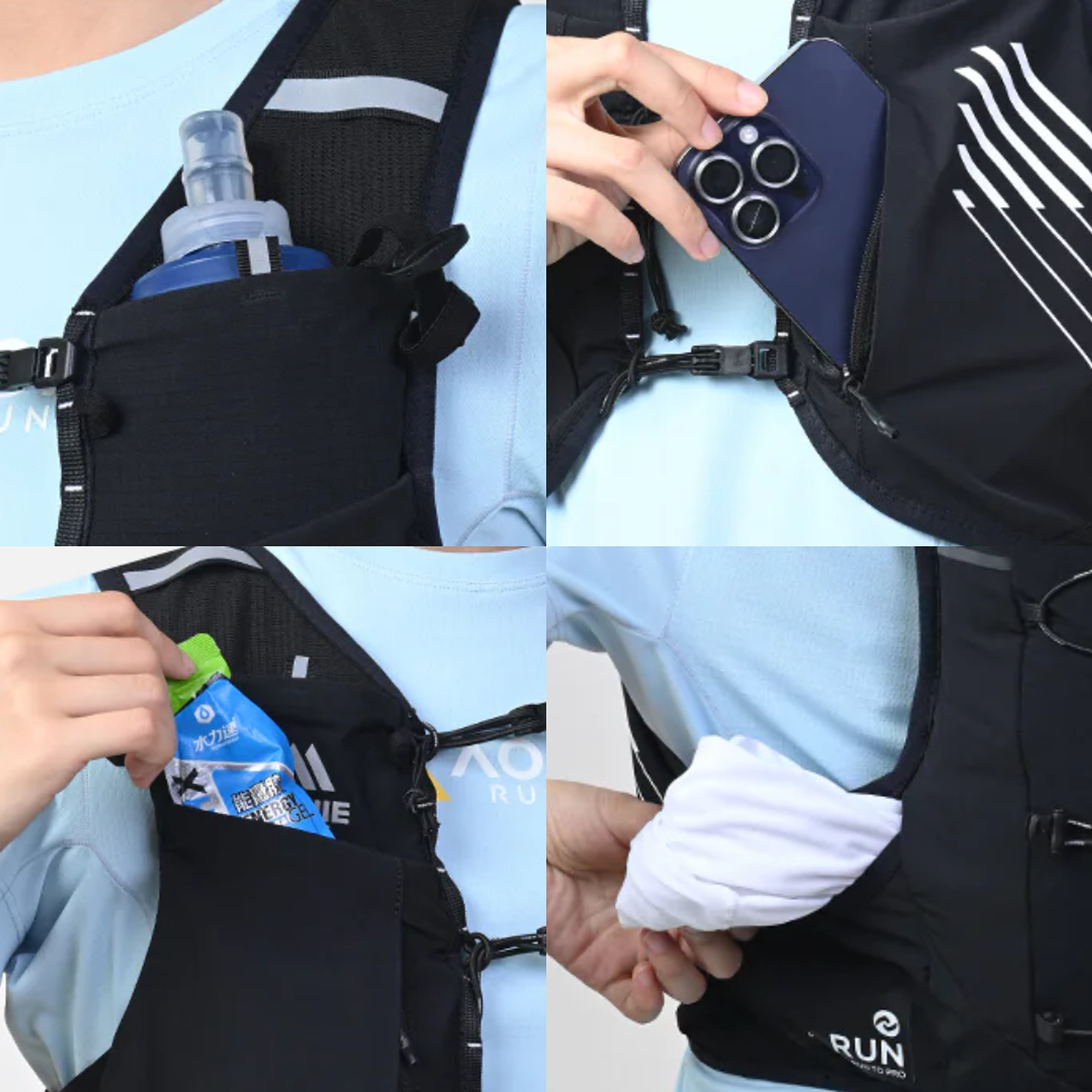 Mochila de Hidratacion Champion 10L Running Negro Aonijie  4