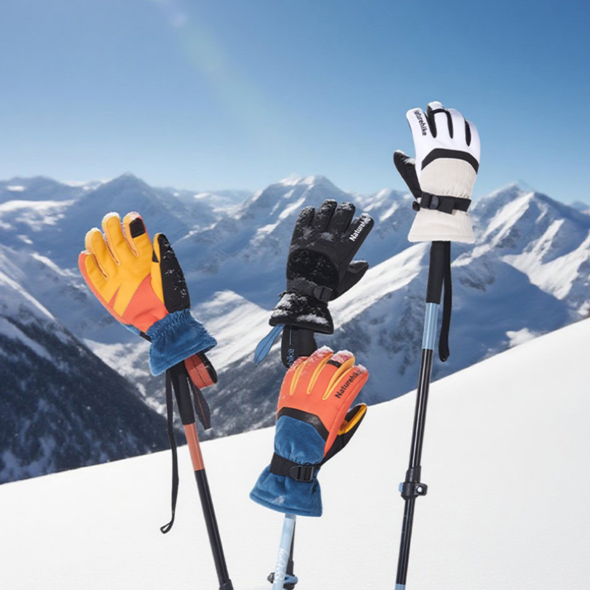 Guantes de Esquí Térmico Touch Black Naturehike 3