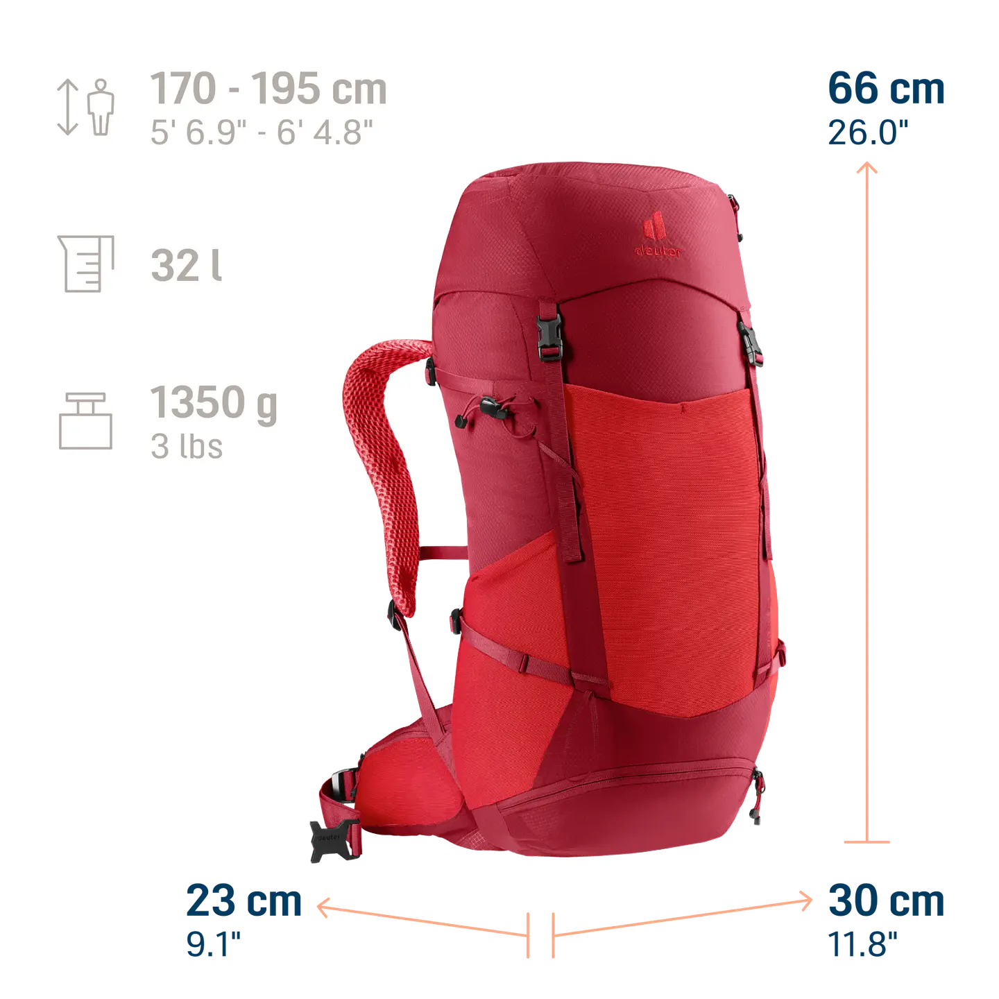 Mochila Senderismo Futura 32 Cherry Masala Deuter 5