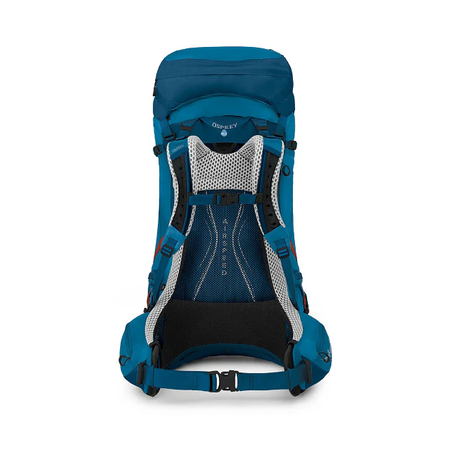 Mochila Atmos AG LT 50 Trekking Night Shift/Scoria Blue Osprey – Protector para la lluvia integrado