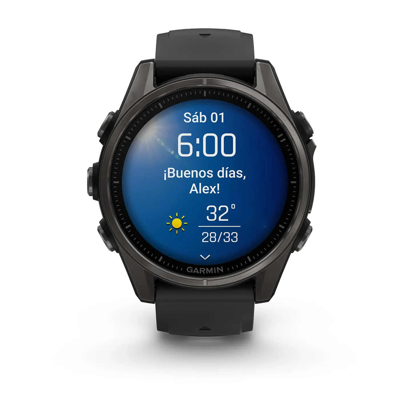 Garmin fēnix® 8 – 43 mm, AMOLED - Sapphire, Titanio con revestimiento de DLC con correa de silicona negra/gris 2