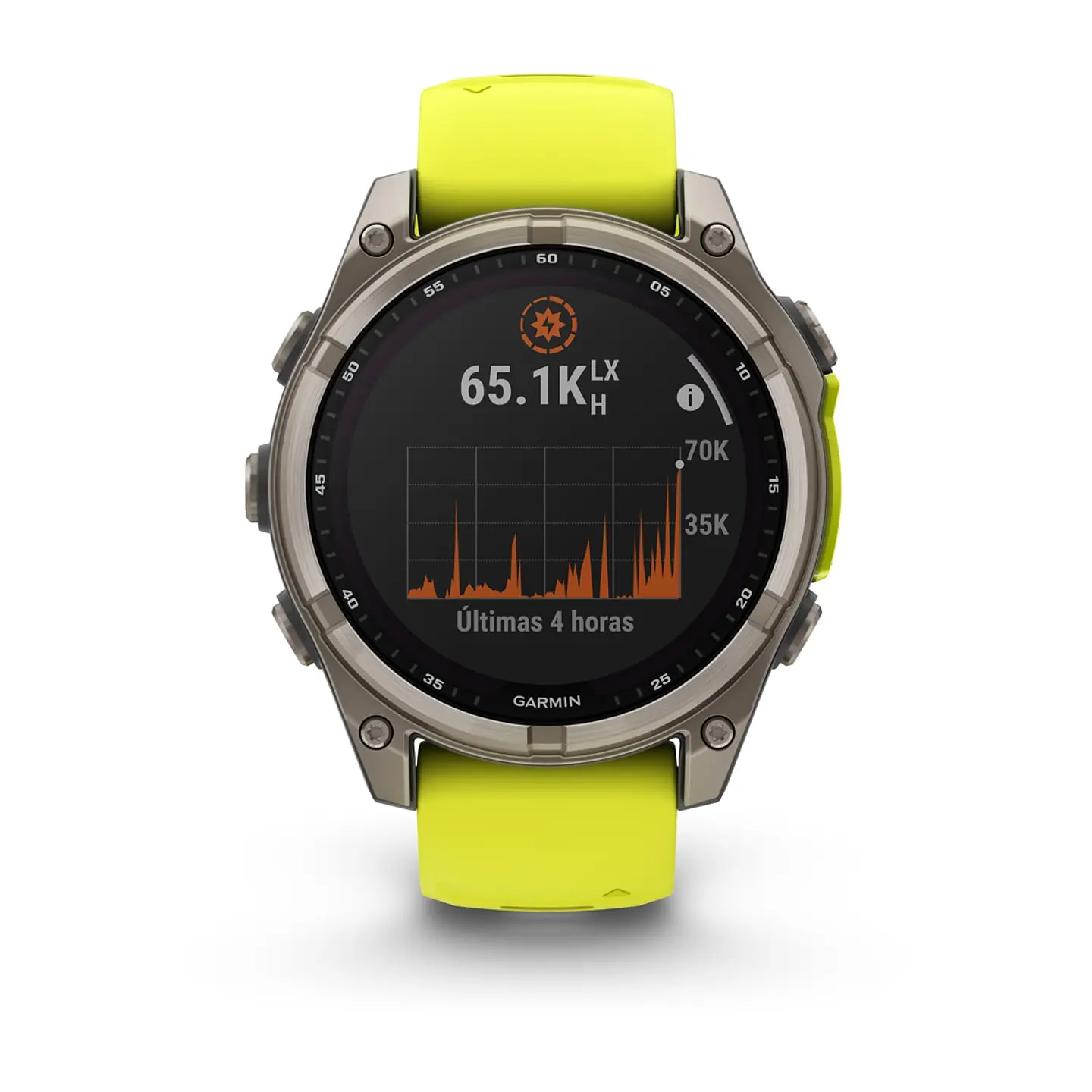 Garmin fēnix® 8 – 47 mm, Solar, Sapphire - Sapphire, Titanio con correa de silicona amarilla/grafito 2
