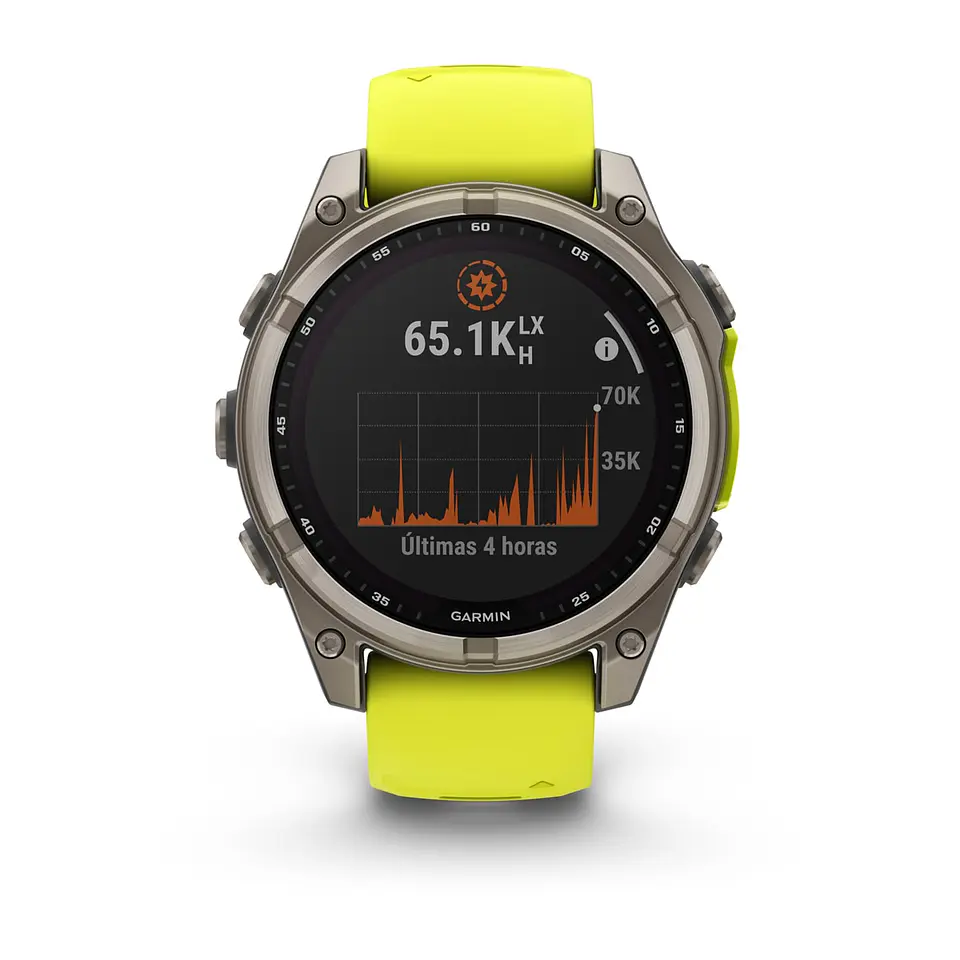 Garmin fēnix® 8 – 47 mm, Solar, Sapphire - Sapphire, Titanio con correa de silicona amarilla/grafito 2