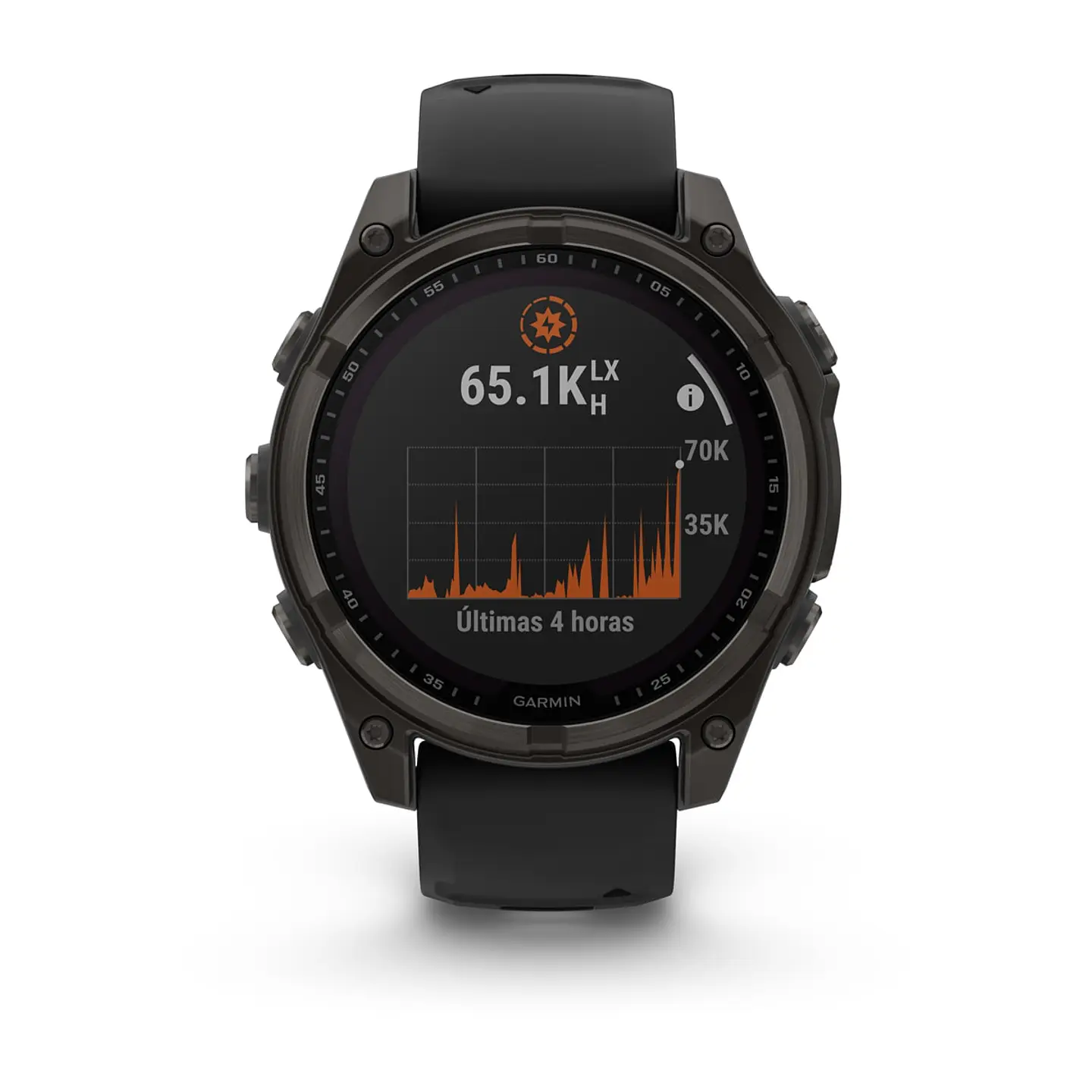 Garmin fēnix® 8 – 47 mm, Solar, Sapphire - Sapphire, Titanio con revestimiento de DLC con correa de silicona negra/gris 2