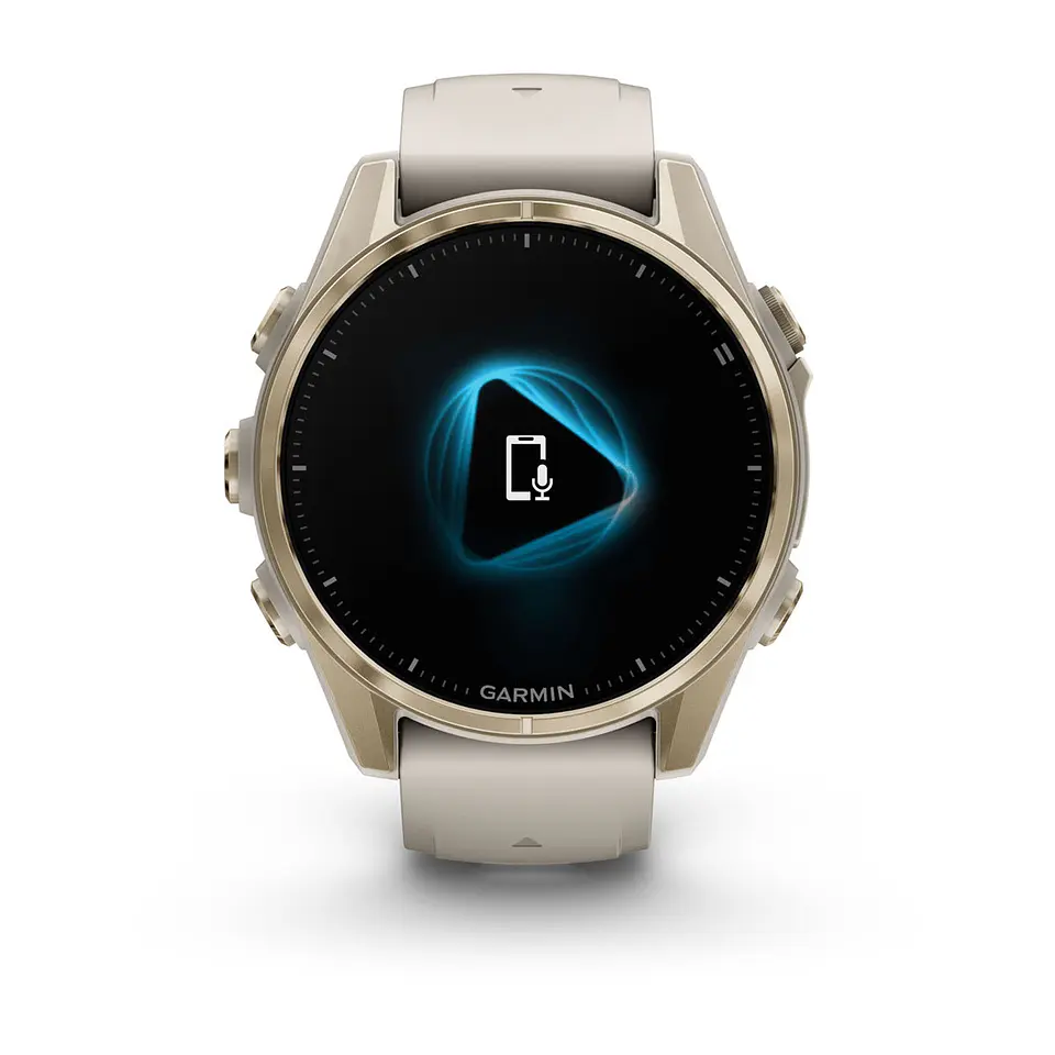 Garmin fēnix® 8 – 43 mm, AMOLED - Sapphire, Dorado claro con correa de silicona gris/marrón oscuro 4