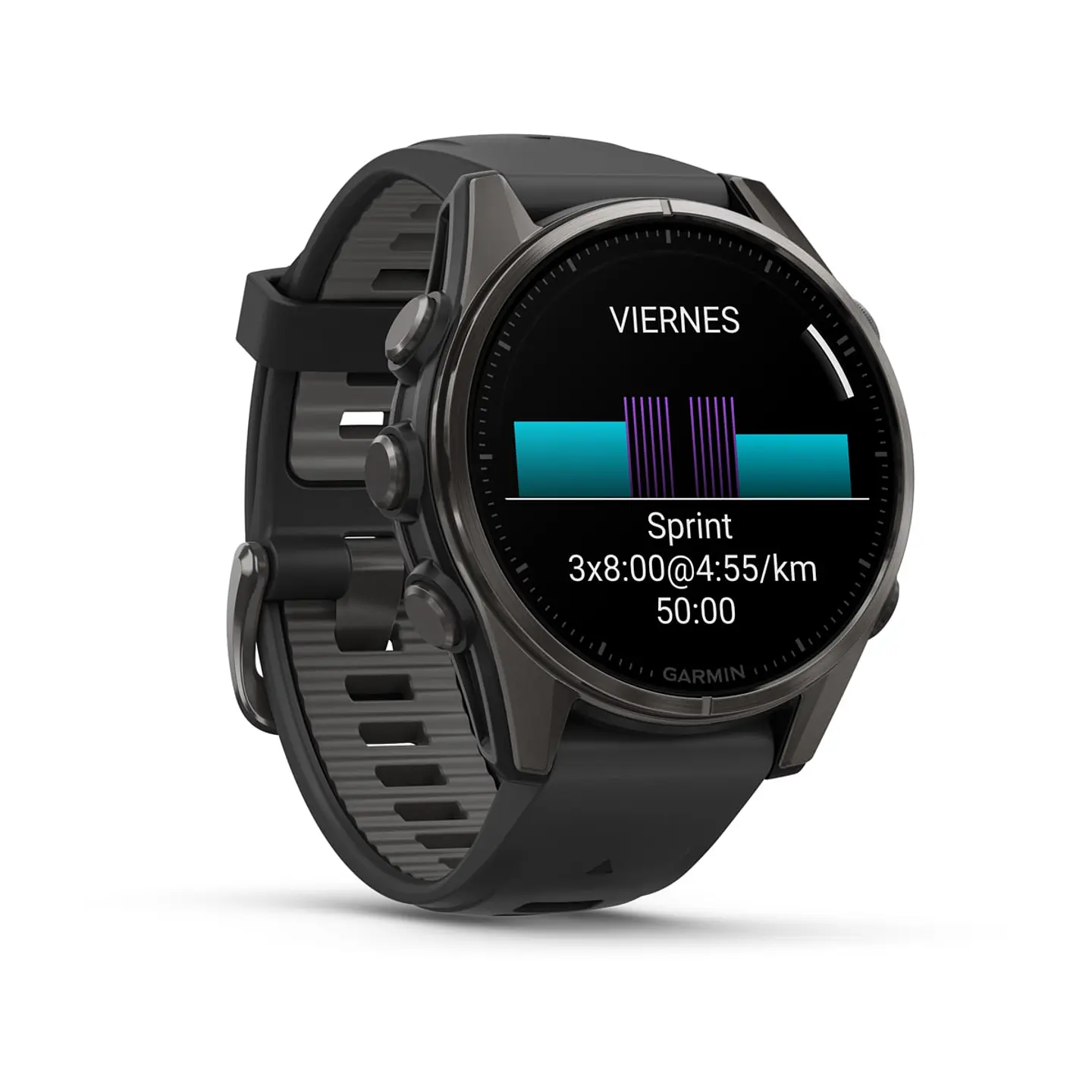 Garmin fēnix® 8 – 43 mm, AMOLED - Sapphire, Titanio con revestimiento de DLC con correa de silicona negra/gris 3