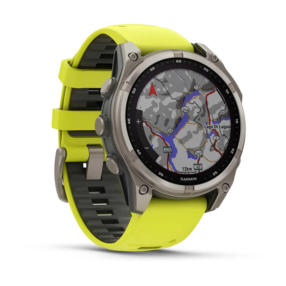 Garmin fēnix® 8 – 47 mm, Solar, Sapphire - Sapphire, Titanio con correa de silicona amarilla/grafito 3