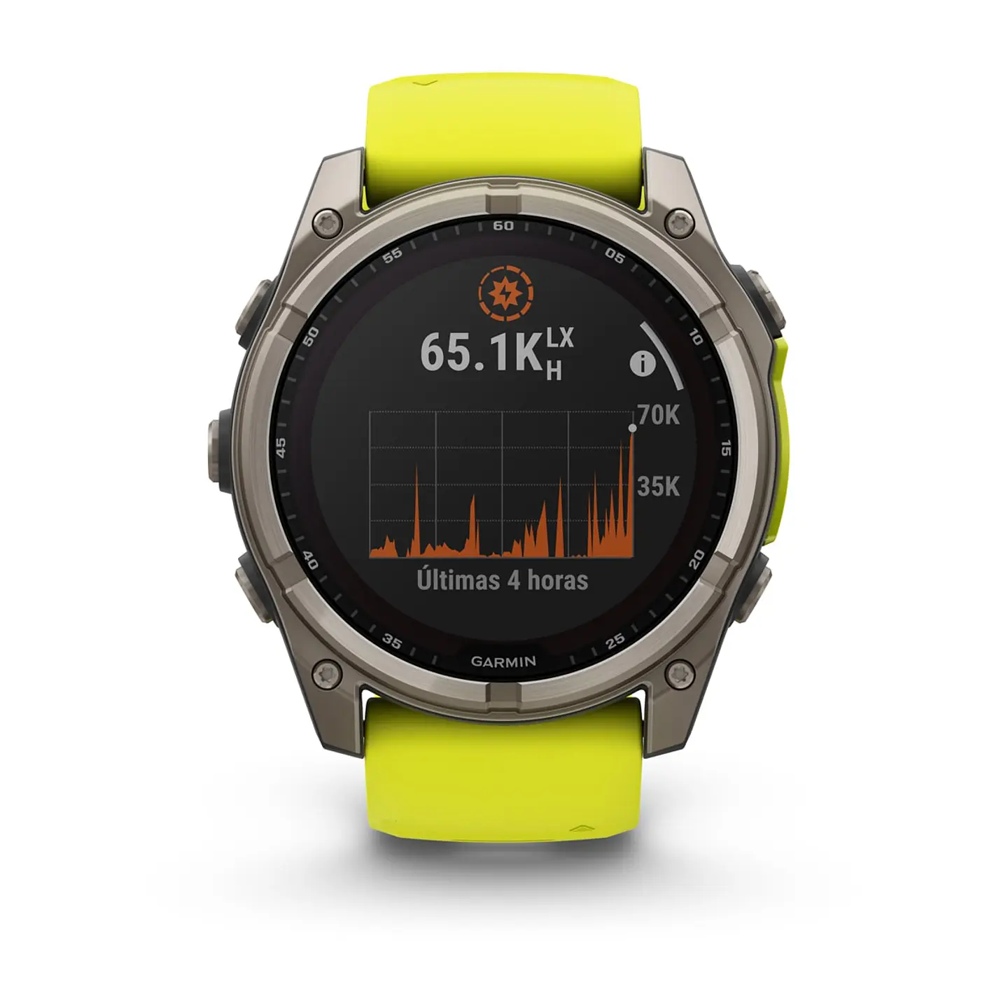 Garmin fēnix® 8 – 51 mm, Solar, Sapphire - Sapphire, Titanio con correa de silicona amarilla/grafito 2