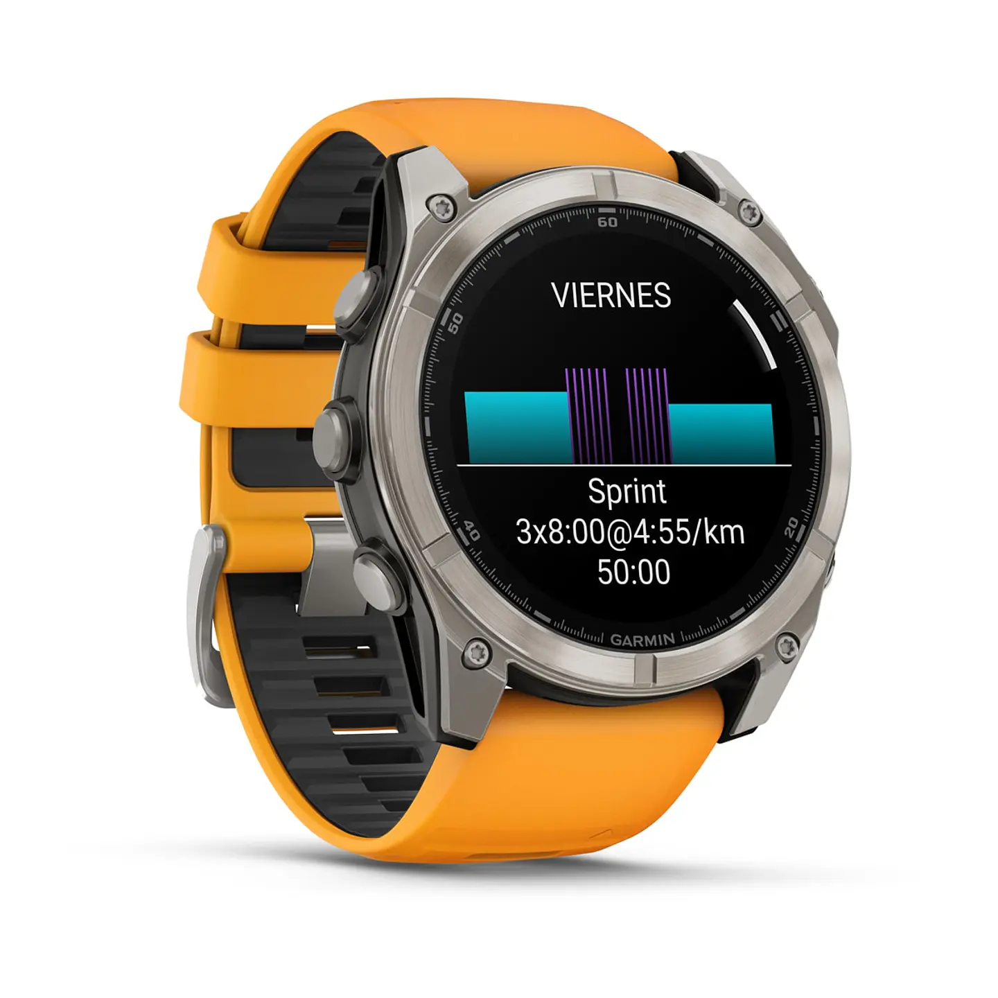 Garmin fēnix® 8 – 51 mm, AMOLED - Sapphire, Titanio con correa de silicona naranja/grafito 3