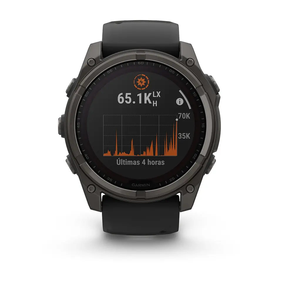 Garmin fēnix® 8 – 51 mm, Solar, Sapphire - Sapphire, Titanio con revestimiento de DLC con correa de silicona negra/gris 2
