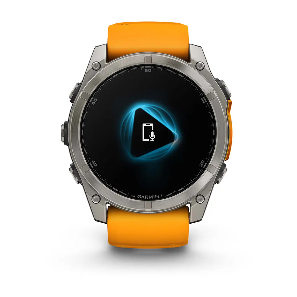 Garmin fēnix® 8 – 51 mm, AMOLED - Sapphire, Titanio con correa de silicona naranja/grafito 4