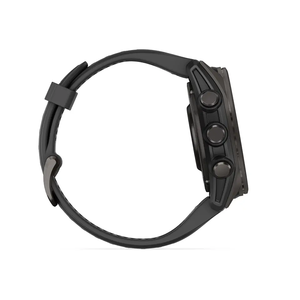 Garmin fēnix® 8 – 43 mm, AMOLED - Sapphire, Titanio con revestimiento de DLC con correa de silicona negra/gris 5