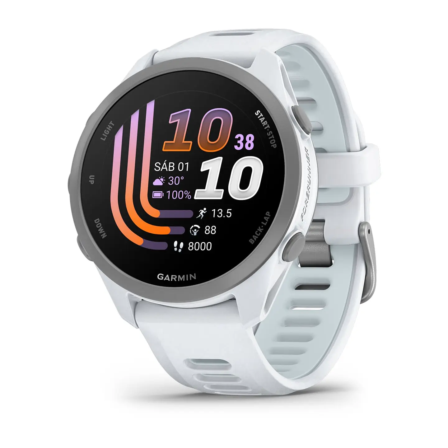 Garmin Forerunner® 170 - Blanco piedra con correa en blanco piedra/azul nube 1