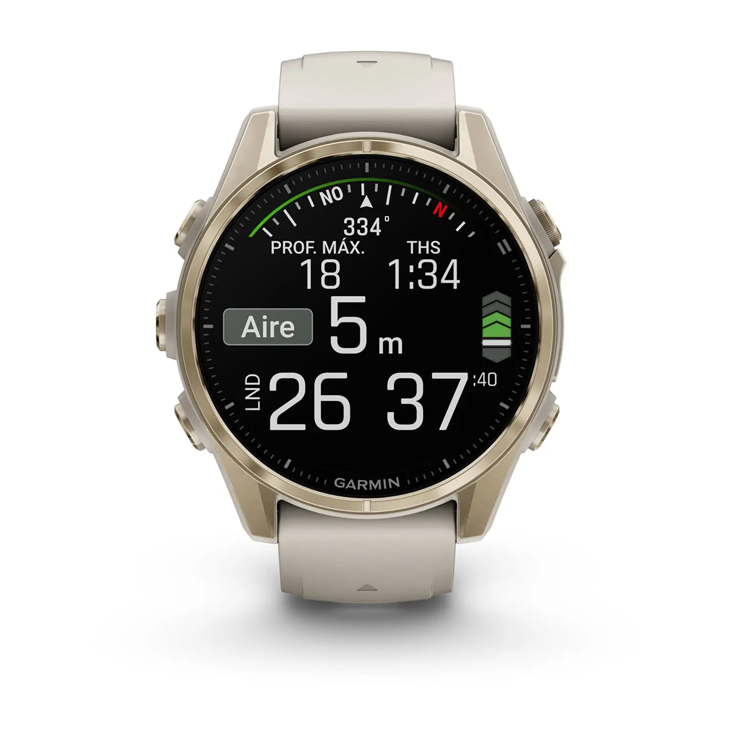 Garmin fēnix® 8 – 43 mm, AMOLED - Sapphire, Dorado claro con correa de silicona gris/marrón oscuro 7