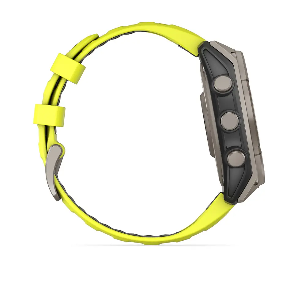 Garmin fēnix® 8 – 47 mm, Solar, Sapphire - Sapphire, Titanio con correa de silicona amarilla/grafito 5