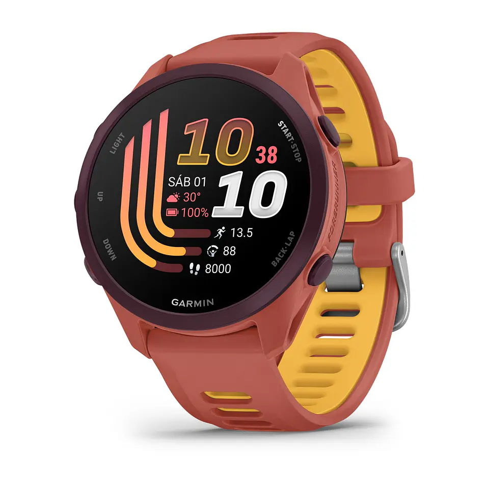 Garmin Forerunner® 170 Music - Rojo rosa con correa en rojo rosa/mango 1