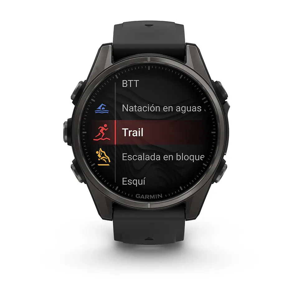 Garmin fēnix® 8 – 43 mm, AMOLED - Sapphire, Titanio con revestimiento de DLC con correa de silicona negra/gris 6