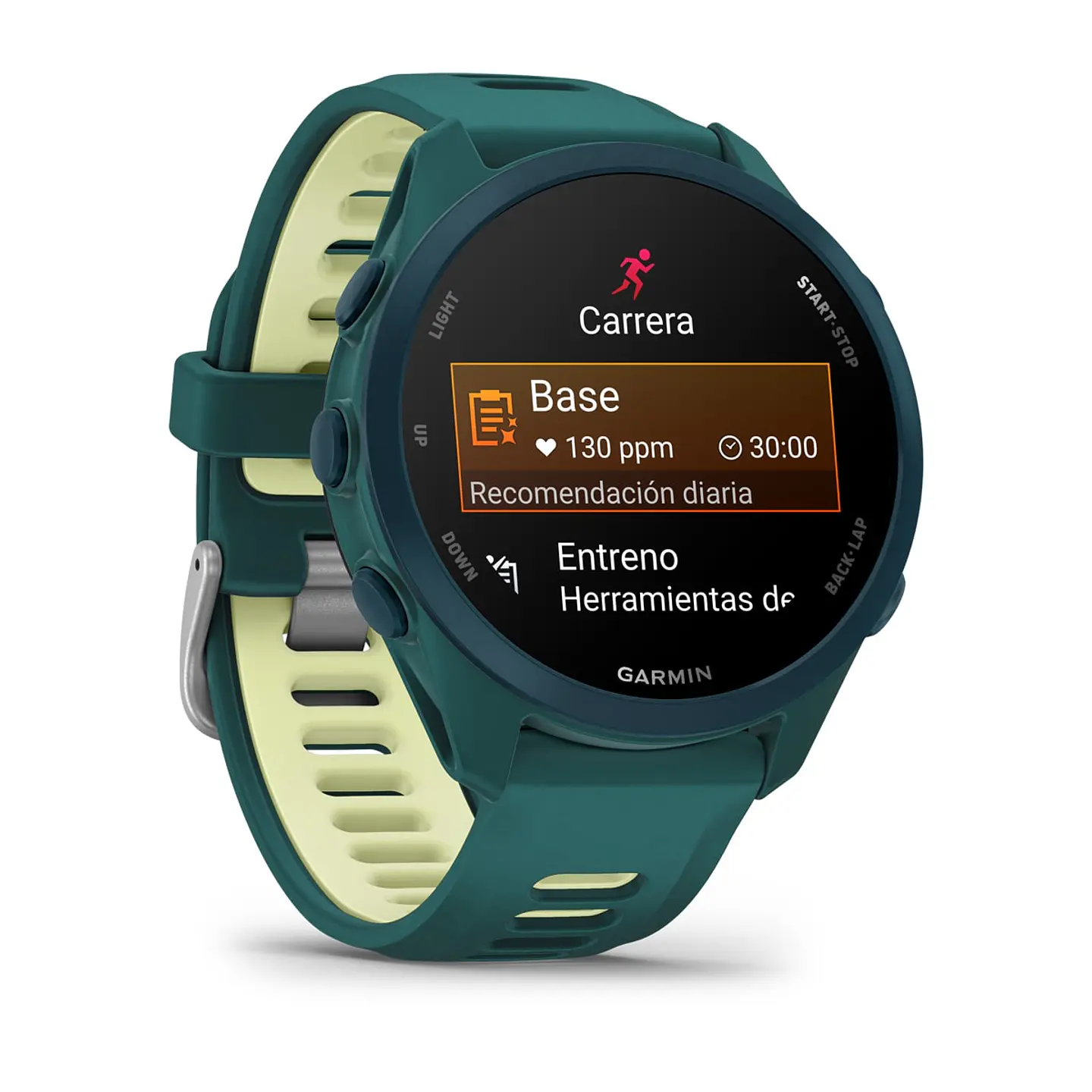 Garmin Forerunner® 170 Music - Verde azulado con correa en verde azulado/amarillo verdoso 3