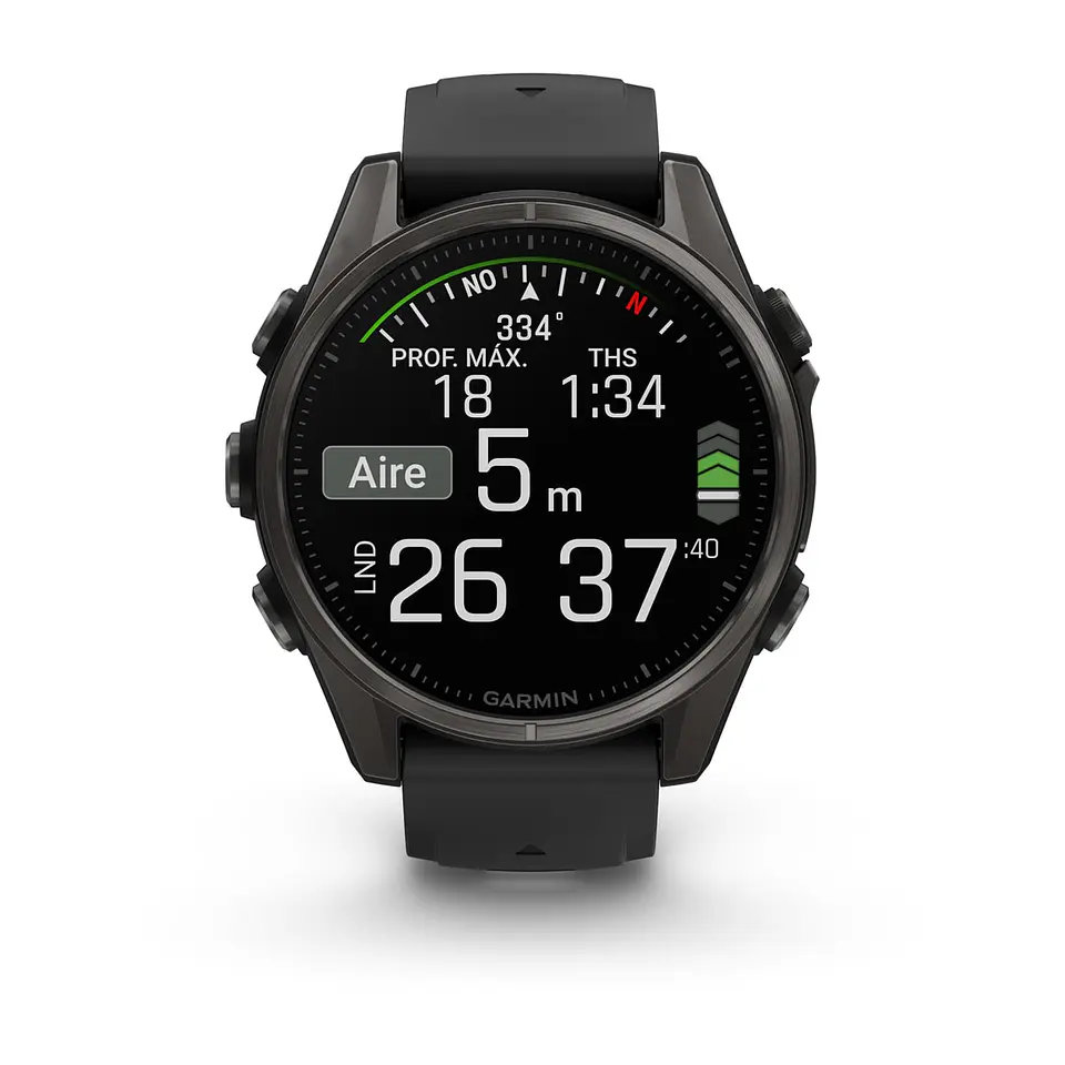 Garmin fēnix® 8 – 43 mm, AMOLED - Sapphire, Titanio con revestimiento de DLC con correa de silicona negra/gris 7