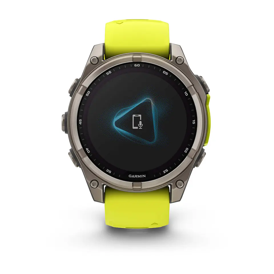 Garmin fēnix® 8 – 47 mm, Solar, Sapphire - Sapphire, Titanio con correa de silicona amarilla/grafito 6