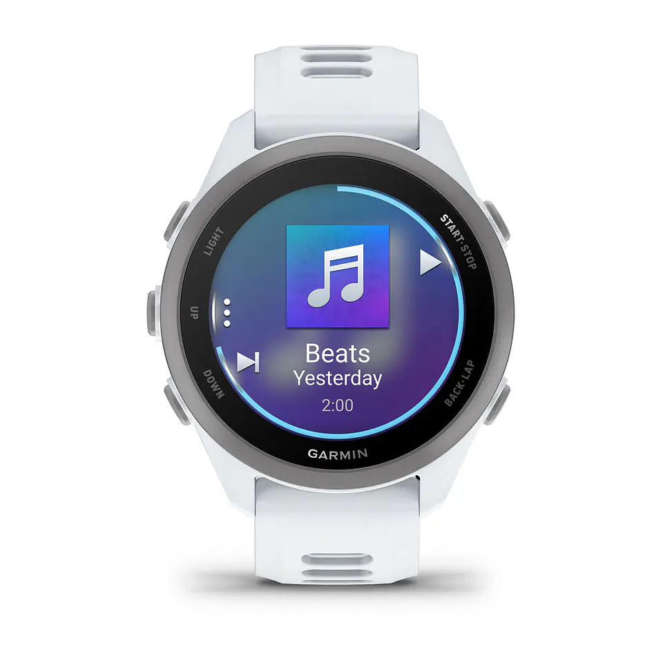 Garmin Forerunner® 170 Music - Blanco piedra con correa en blanco piedra/azul nube 2