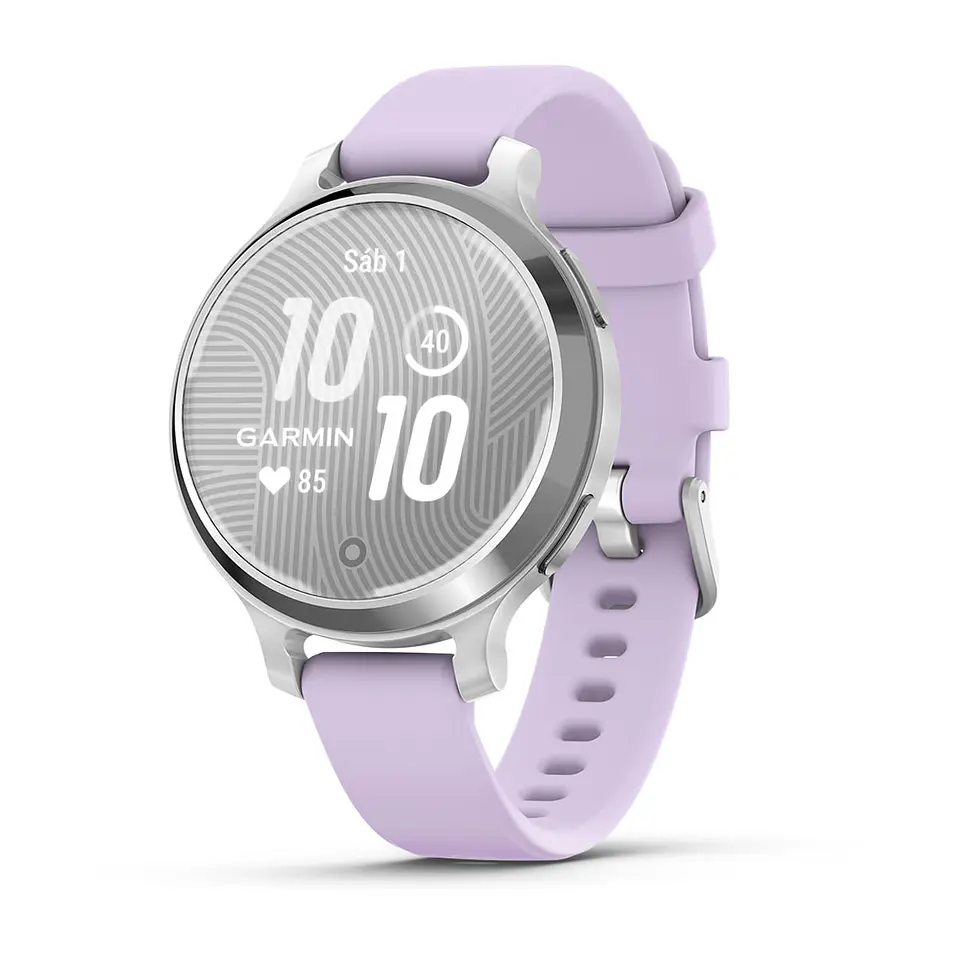 Garmin Lily® 2 Active - Plata con correa de silicona jazmín morado 1