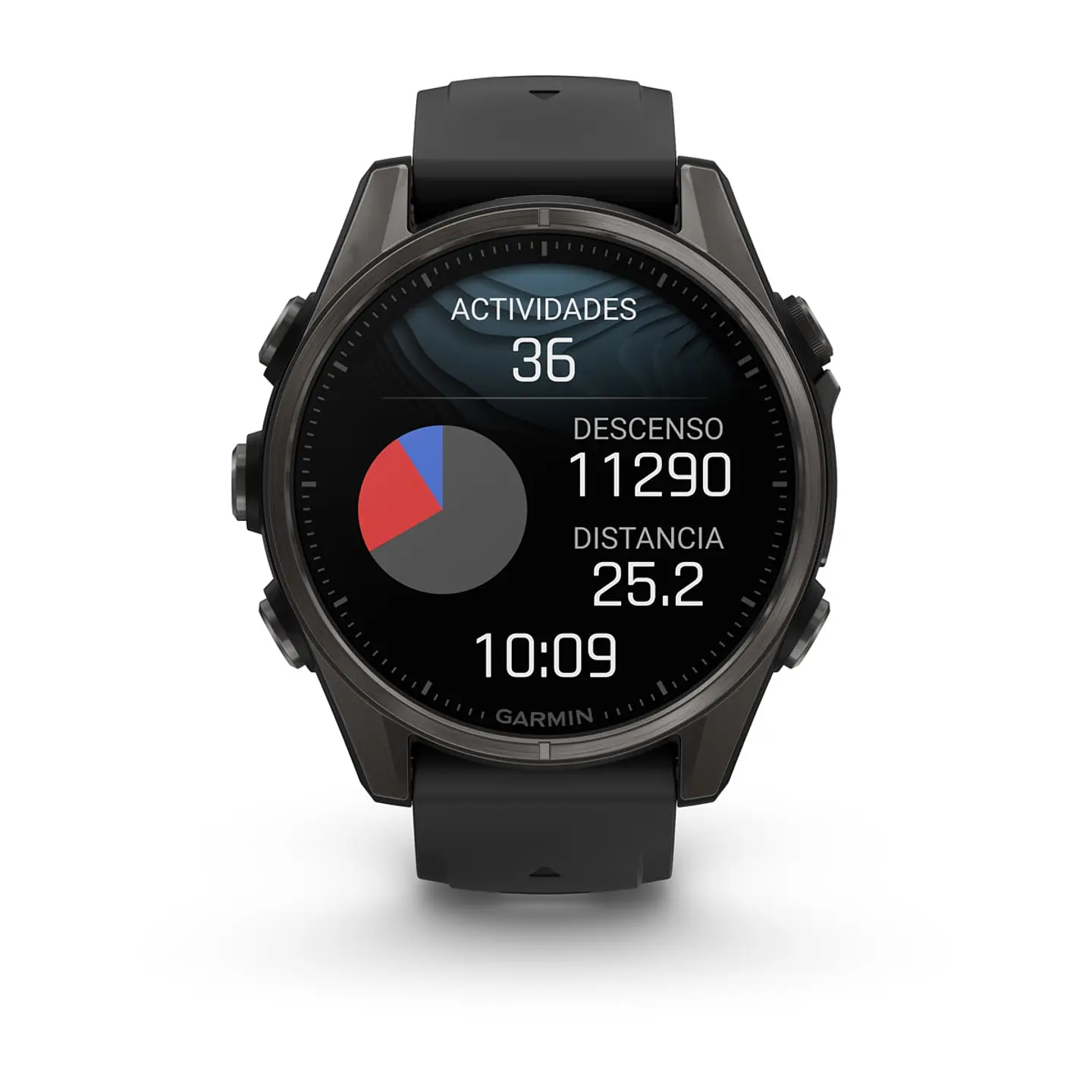 Garmin fēnix® 8 – 43 mm, AMOLED - Sapphire, Titanio con revestimiento de DLC con correa de silicona negra/gris 8