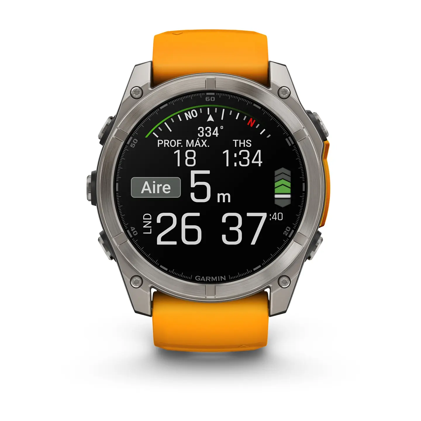 Garmin fēnix® 8 – 51 mm, AMOLED - Sapphire, Titanio con correa de silicona naranja/grafito 7