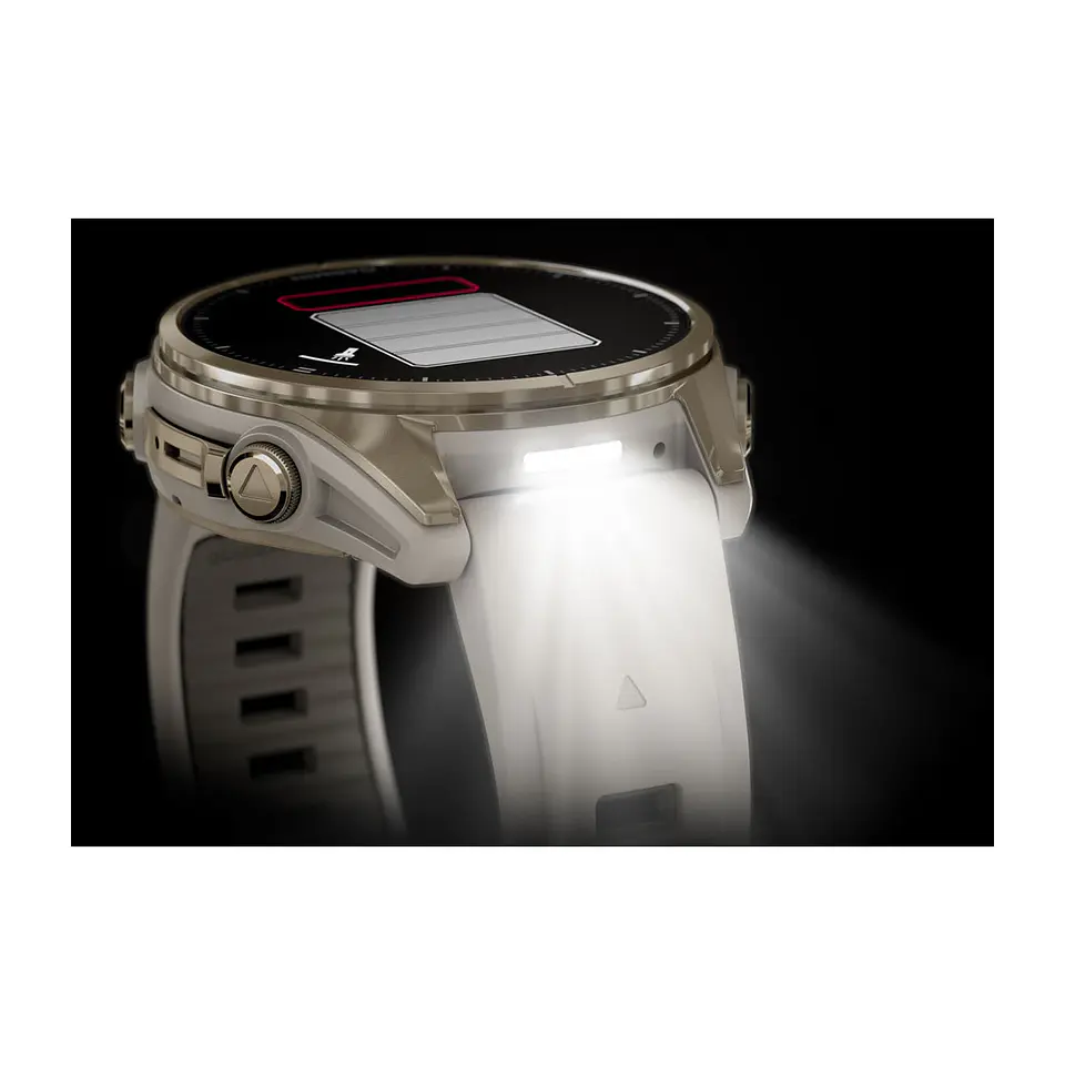 Garmin fēnix® 8 – 43 mm, AMOLED - Sapphire, Dorado claro con correa de silicona gris/marrón oscuro 9