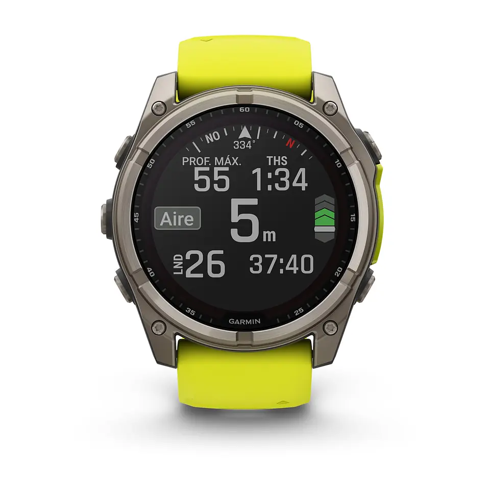 Garmin fēnix® 8 – 51 mm, Solar, Sapphire - Sapphire, Titanio con correa de silicona amarilla/grafito 7