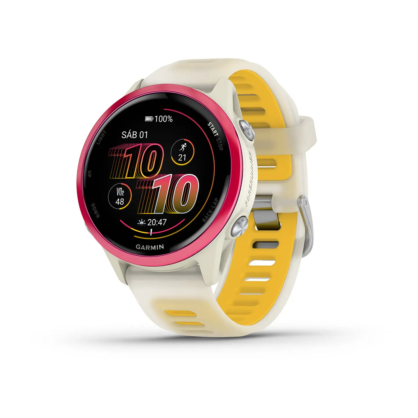 Garmin Forerunner® 570 - 42mm - Aluminio frambuesa con correa en mango/hueso traslúcido 1