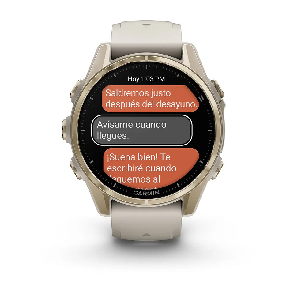 Garmin fēnix® 8 – 43 mm, AMOLED - Sapphire, Dorado claro con correa de silicona gris/marrón oscuro 10
