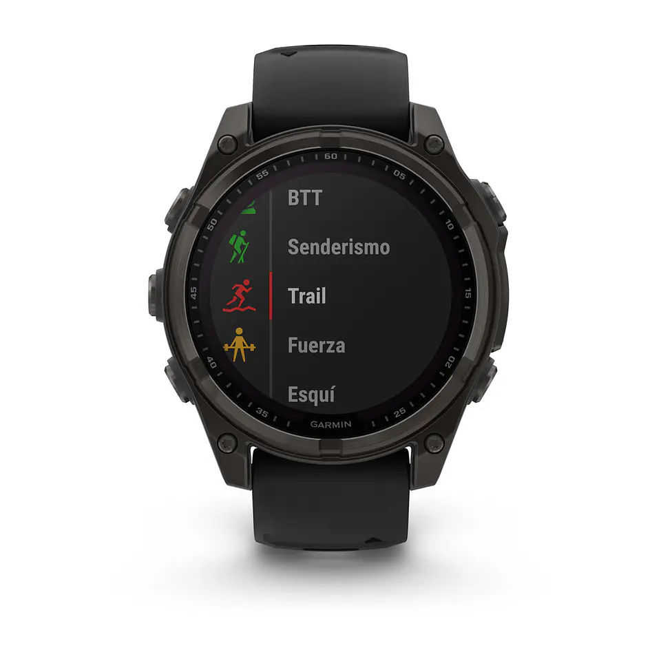 Garmin fēnix® 8 – 47 mm, Solar, Sapphire - Sapphire, Titanio con revestimiento de DLC con correa de silicona negra/gris 7
