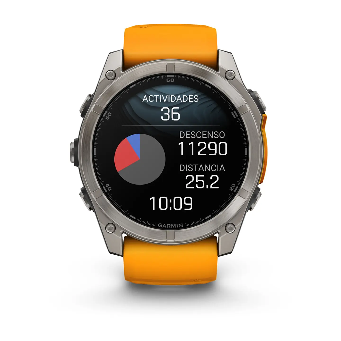 Garmin fēnix® 8 – 51 mm, AMOLED - Sapphire, Titanio con correa de silicona naranja/grafito 8