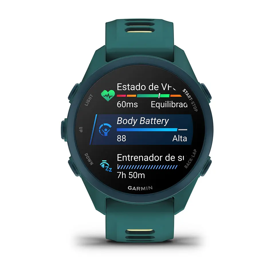 Garmin Forerunner® 170 Music - Verde azulado con correa en verde azulado/amarillo verdoso 6