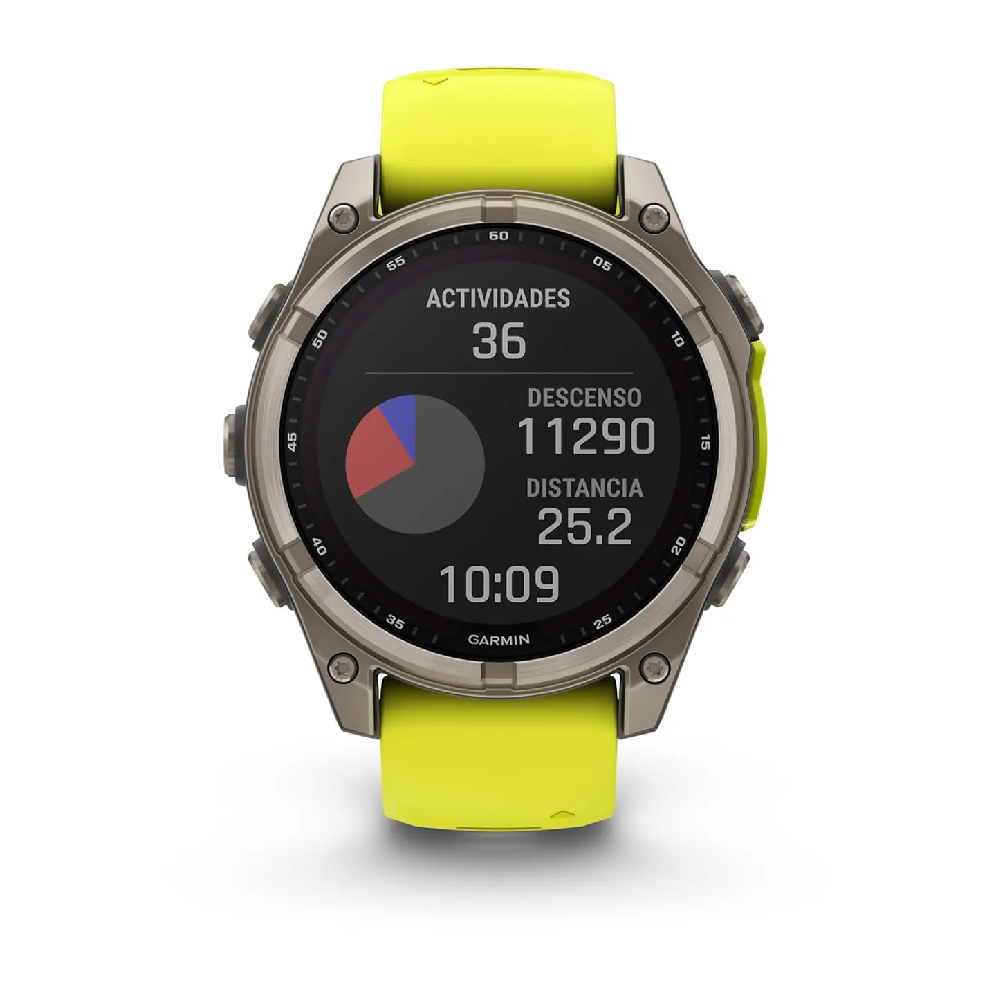 Garmin fēnix® 8 – 47 mm, Solar, Sapphire - Sapphire, Titanio con correa de silicona amarilla/grafito 9