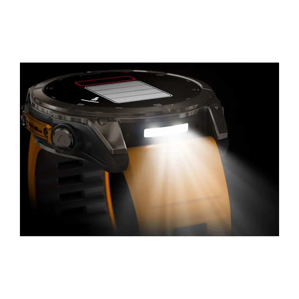 Garmin fēnix® 8 – 51 mm, AMOLED - Sapphire, Titanio con correa de silicona naranja/grafito 9