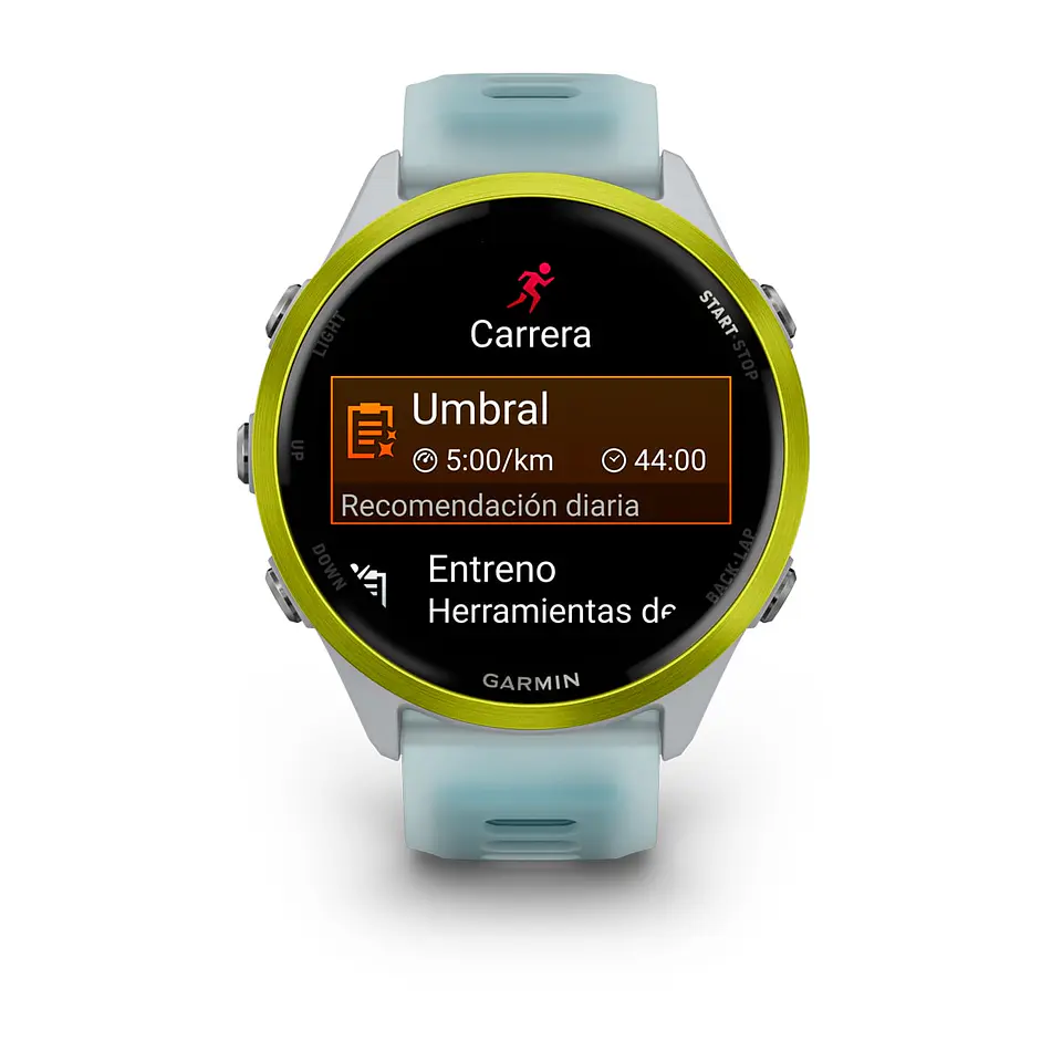 Garmin Forerunner® 570 - 47mm - Aluminio amarillo con correa en turquesa/blanco piedra traslúcido 2
