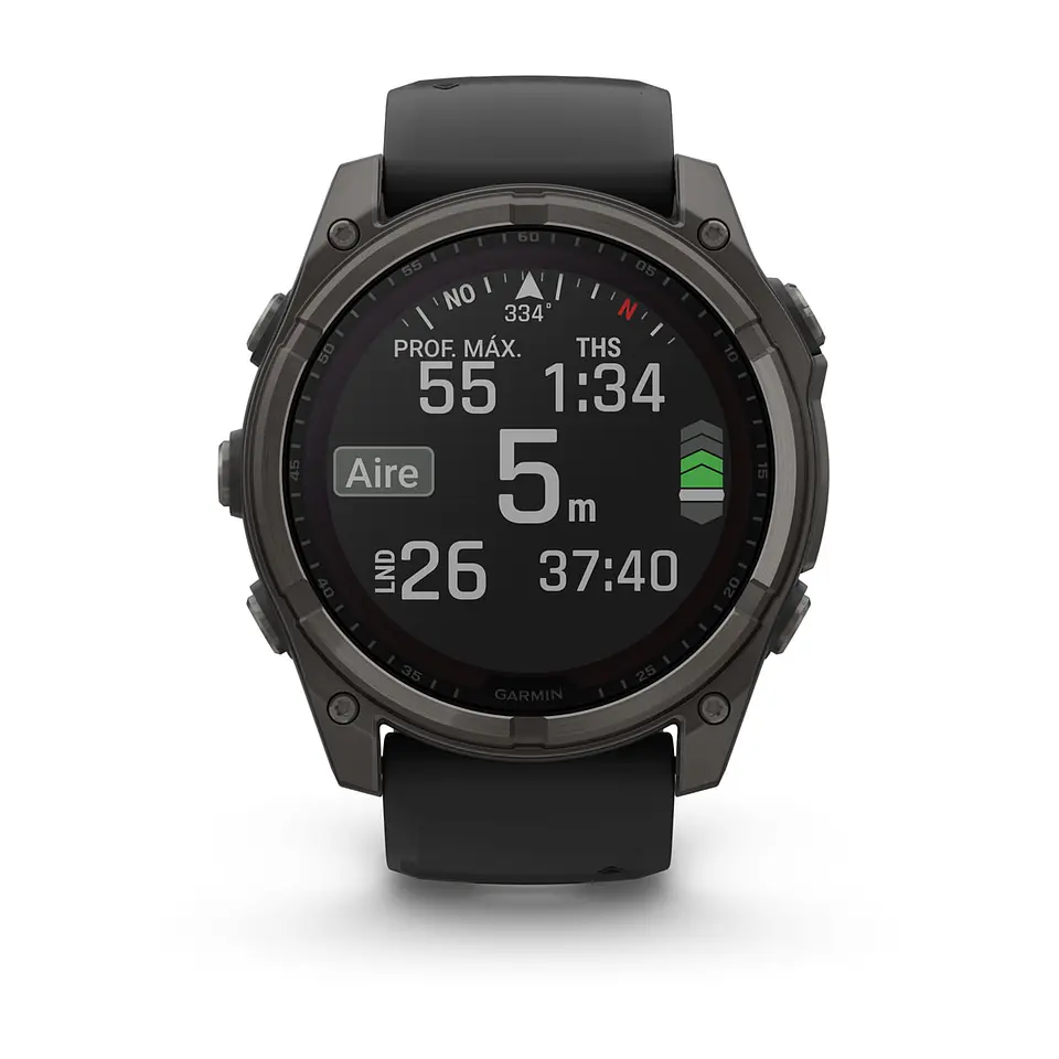 Garmin fēnix® 8 – 51 mm, Solar, Sapphire - Sapphire, Titanio con revestimiento de DLC con correa de silicona negra/gris 7
